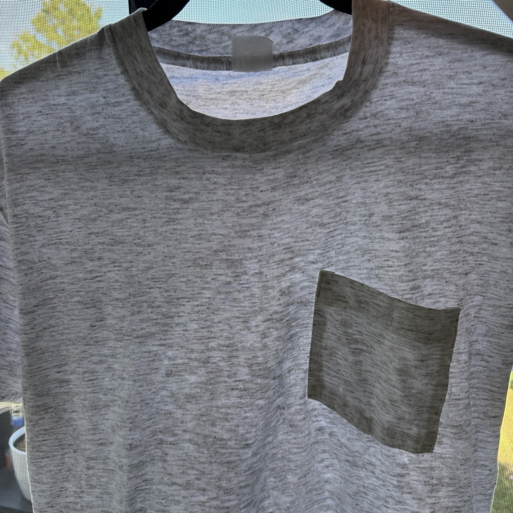 Vintage Pocket Tee Shirt Men M Gray Single Sitch 70s 80s Paper Thin Short Sleeve